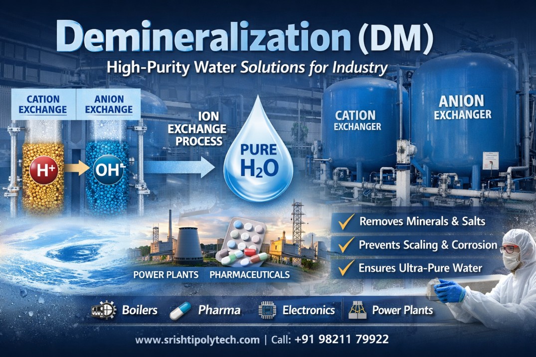 💧 Demineralization (DM): The Backbone of High-Purity Water Systems | Industrial Water Treatment Blog - Srishti Polytech